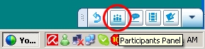 Participants' panel when application is being shared