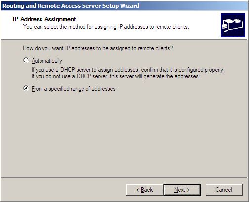 VPN: Select an IP address assignment method