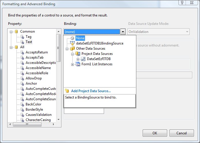 Advanced Data Binding dialog